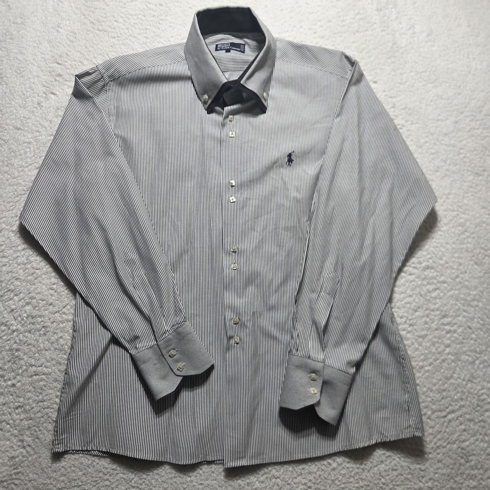 VTG Polo Ralph Lauren Mens 2XL Made In USA Square Button Down Shirt Striped